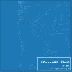 Blueprint US city map of Tolovana Park, Oregon.