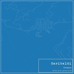 Blueprint US city map of Garibaldi, Oregon.