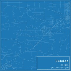 Blueprint US city map of Dundee, Oregon.