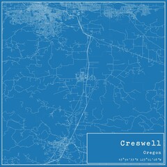 Blueprint US city map of Creswell, Oregon.