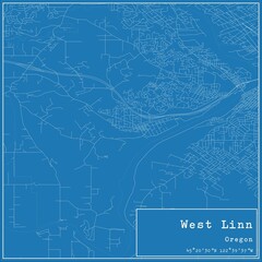 Blueprint US city map of West Linn, Oregon.
