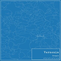 Blueprint US city map of Vernonia, Oregon.