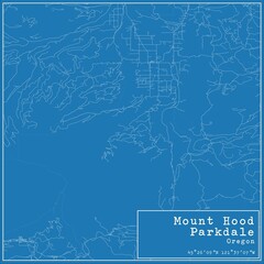 Blueprint US city map of Mount Hood Parkdale, Oregon.