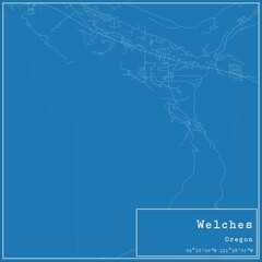 Blueprint US city map of Welches, Oregon.