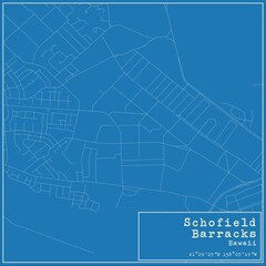 Obraz premium Blueprint US city map of Schofield Barracks, Hawaii.