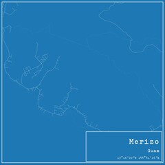 Blueprint US city map of Merizo, Guam.