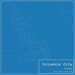 Blueprint US city map of Columbia City, Oregon.