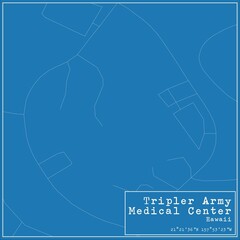 Fototapeta premium Blueprint US city map of Tripler Army Medical Center, Hawaii.