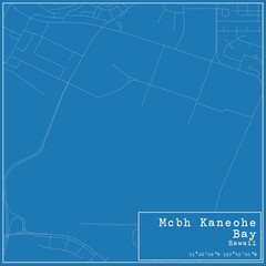 Blueprint US city map of Mcbh Kaneohe Bay, Hawaii.