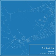 Blueprint US city map of Volcano, Hawaii.