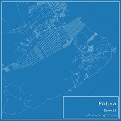 Blueprint US city map of Pahoa, Hawaii.