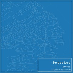 Obraz premium Blueprint US city map of Pepeekeo, Hawaii.