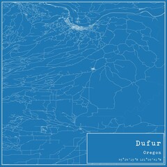 Blueprint US city map of Dufur, Oregon.