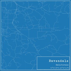 Blueprint US city map of Ravendale, California.