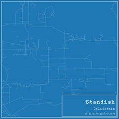 Blueprint US city map of Standish, California.