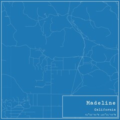 Blueprint US city map of Madeline, California.