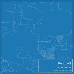 Blueprint US city map of Wendel, California.