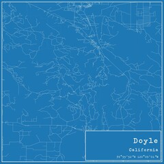 Blueprint US city map of Doyle, California.