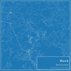 Blueprint US city map of Weed, California.