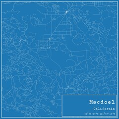 Blueprint US city map of Macdoel, California.