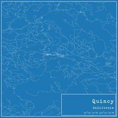 Blueprint US city map of Quincy, California.