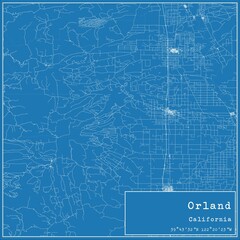 Blueprint US city map of Orland, California.