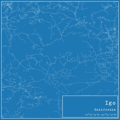 Blueprint US city map of Igo, California. - obrazy, fototapety, plakaty