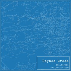 Blueprint US city map of Paynes Creek, California. - obrazy, fototapety, plakaty