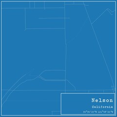 Blueprint US city map of Nelson, California.