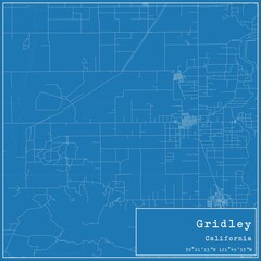 Blueprint US city map of Gridley, California.