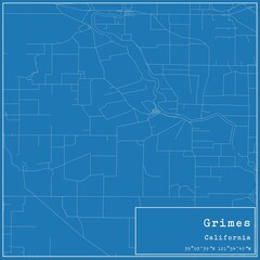 Blueprint US city map of Grimes, California.