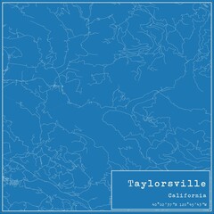 Blueprint US city map of Taylorsville, California. - obrazy, fototapety, plakaty