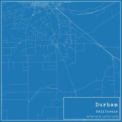 Blueprint US city map of Durham, California. - obrazy, fototapety, plakaty
