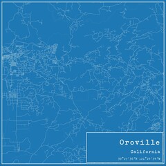 Fototapeta premium Blueprint US city map of Oroville, California.