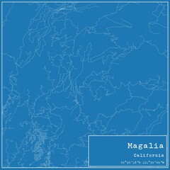Blueprint US city map of Magalia, California.