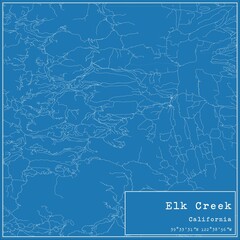 Blueprint US city map of Elk Creek, California.