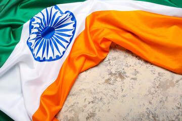 National flag on India on beige background