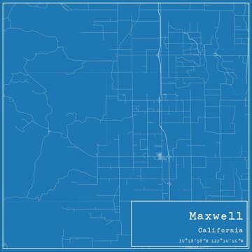 Blueprint US city map of Maxwell, California.