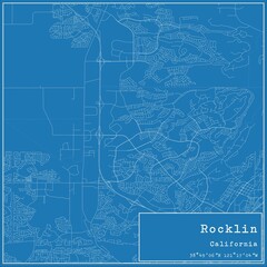Blueprint US city map of Rocklin, California.