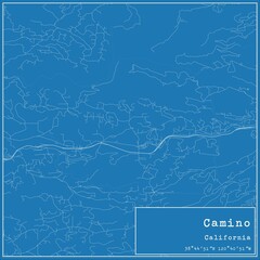 Blueprint US city map of Camino, California. - obrazy, fototapety, plakaty