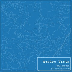 Blueprint US city map of Meadow Vista, California.