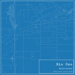 Blueprint US city map of Rio Oso, California.