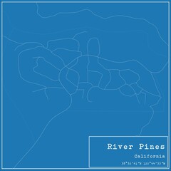 Blueprint US city map of River Pines, California.