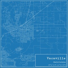 Blueprint US city map of Vacaville, California.