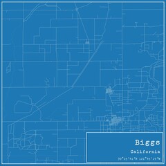Blueprint US city map of Biggs, California.