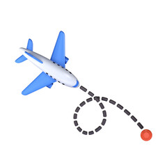 3d airplane path icon. Airplane travel concept