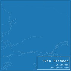 Blueprint US city map of Twin Bridges, California.