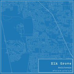 Blueprint US city map of Elk Grove, California.