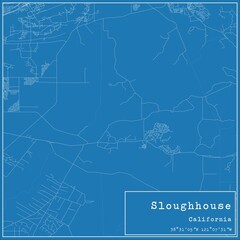 Blueprint US city map of Sloughhouse, California.