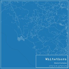 Blueprint US city map of Whitethorn, California.
